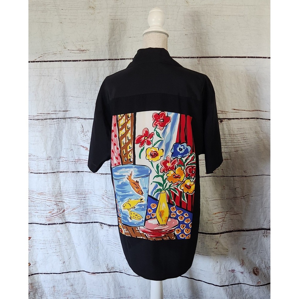 Richie Freeman for Teri Jon Silk Matisse Inspired Button Down Blouse Size 6